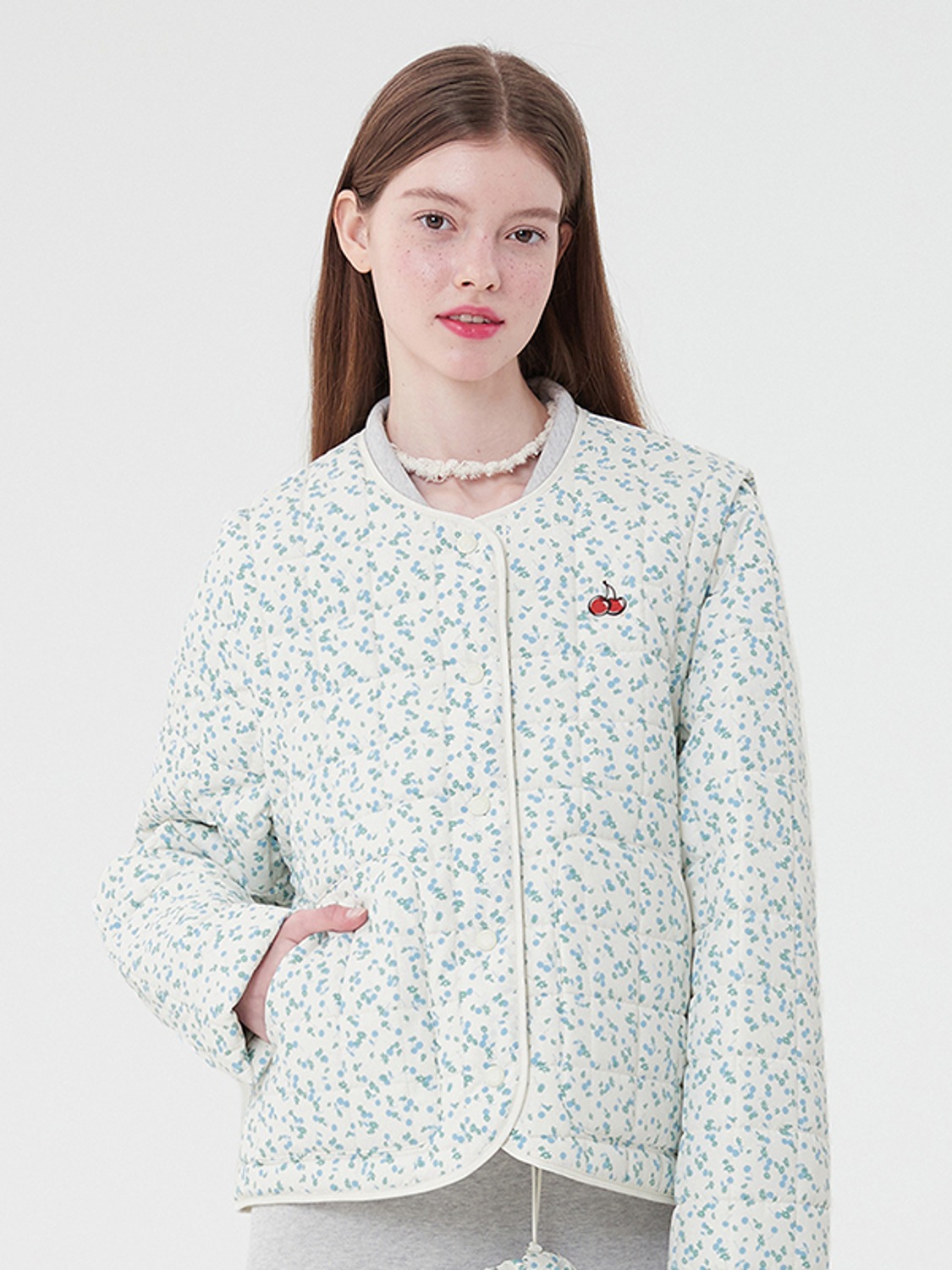 CHERRY PACKABLE QUILTING JACKET [IVORY]