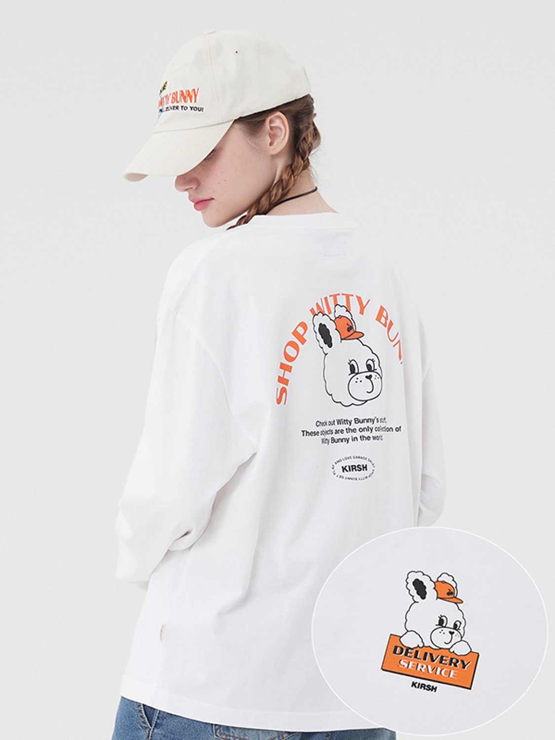 WITTY BUNNY GRAPHIC LONG SLEEVE T-SHIRT [WHITE]