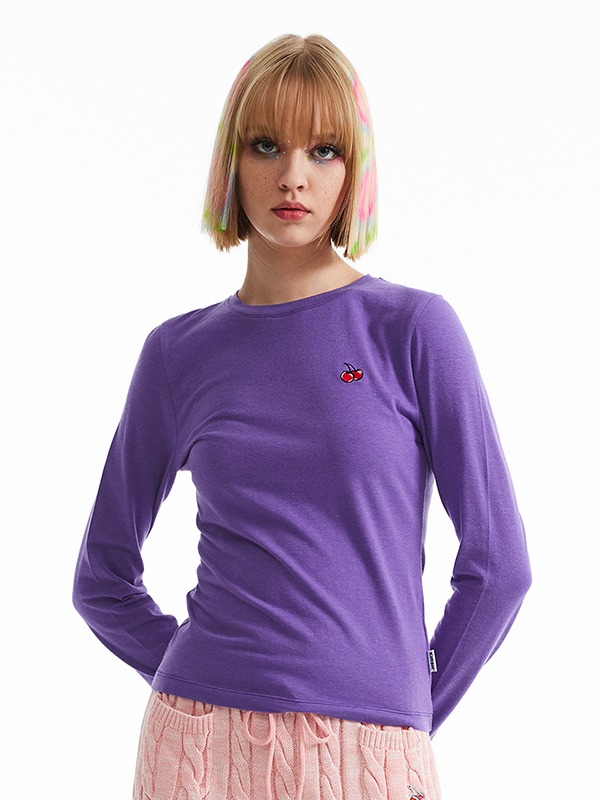 SMALL CHERRY ROUND FITTED T-SHIRT [PURPLE]
