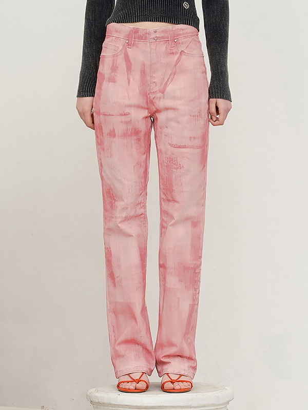 COLLECTION PAINTING STRAIGHT PANTS [SALMON]