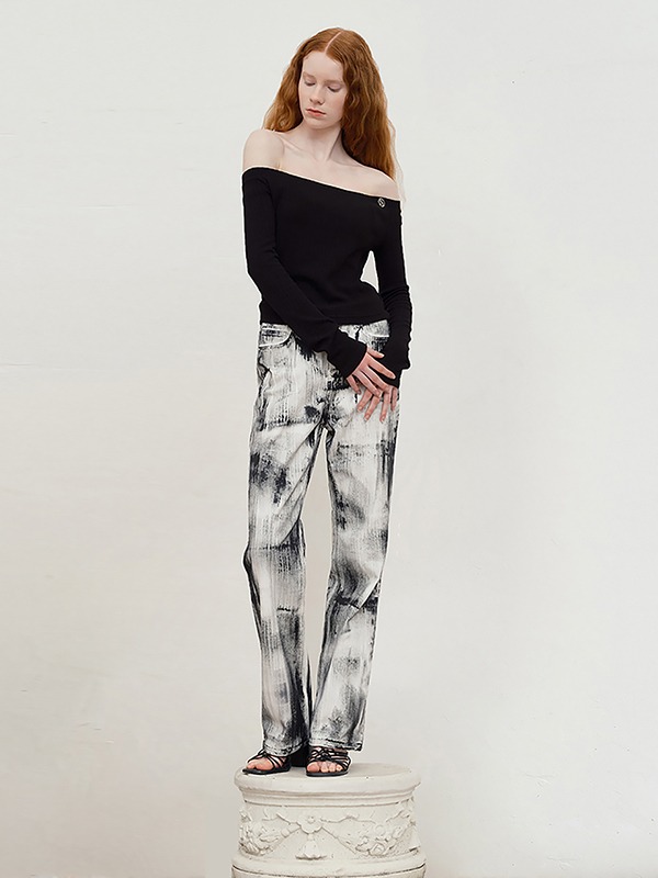 COLLECTION PAINTING STRAIGHT PANTS [BLACK]