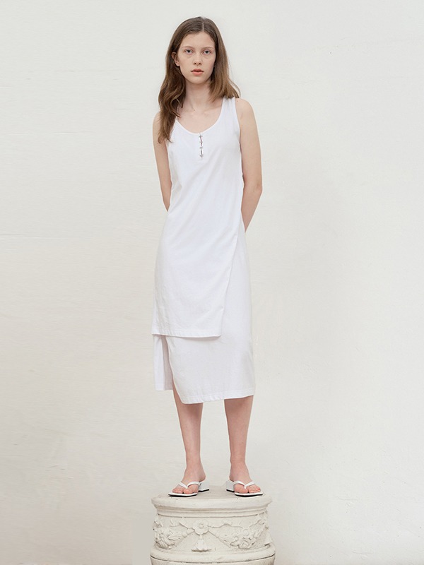 COLLECTION LAYERED JERSEY DRESS [WHITE]