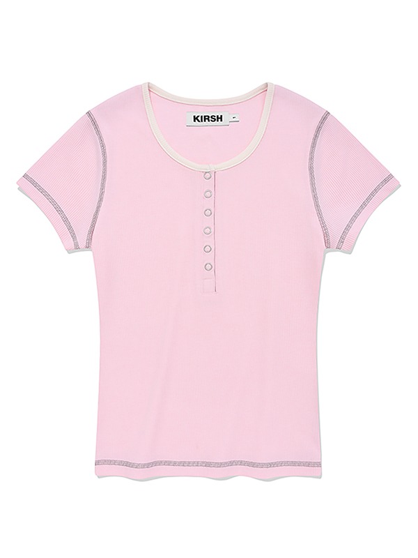 스티치 포인트 슬림핏 티셔츠 [핑크]