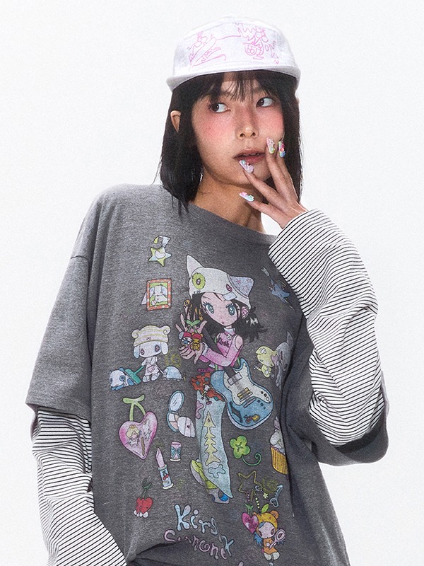 ★KIRSH★ Kirsh X Sun One Bird Big Oversized Eye T-Shirt Nav KIRSH | 키르시 Kirsh Sun One Bird Big Oversized Graphic T