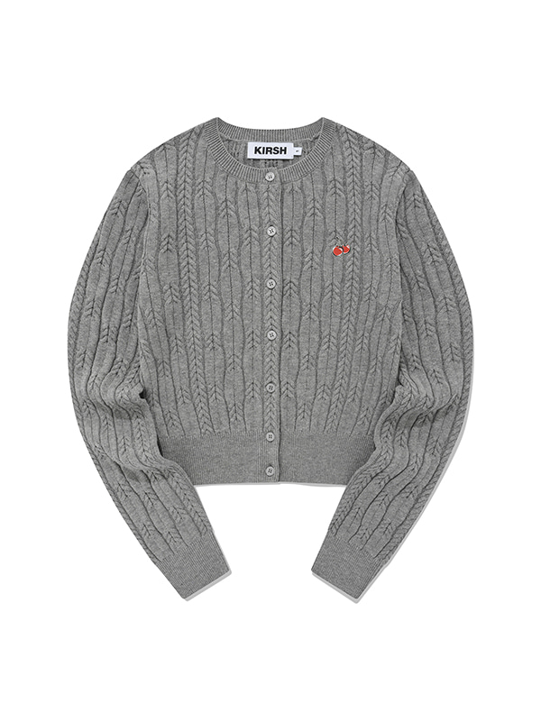 SMALL CHERRY CABLE KNIT CARDIGAN [MELANGE GRAY]