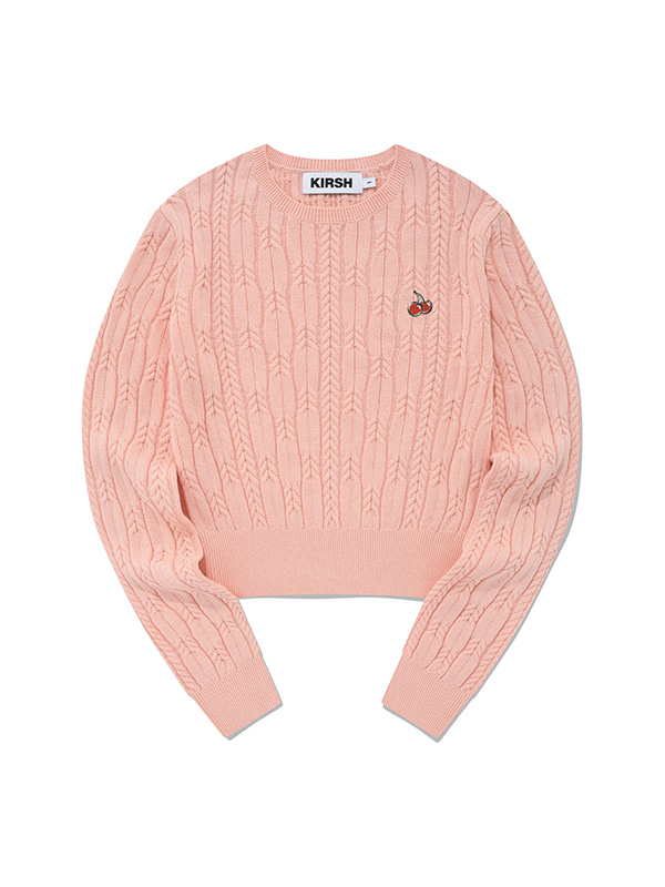 SMALL CHERRY CABLE CROP KNIT [SALMON]