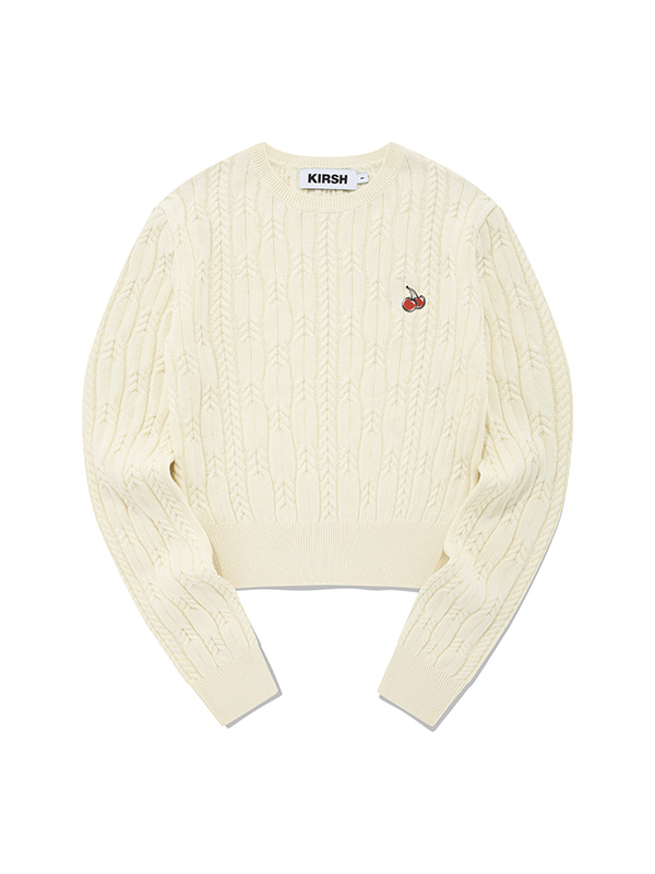SMALL CHERRY CABLE CROP KNIT [IVORY]