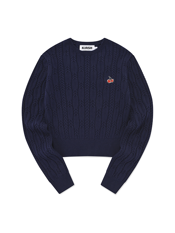 SMALL CHERRY CABLE CROP KNIT [DARK NAVY]