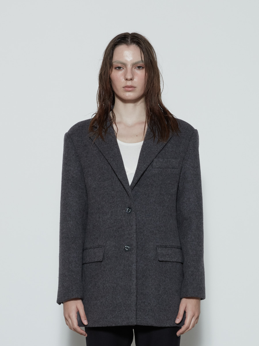 Oversized Wool Blazer (Grey)