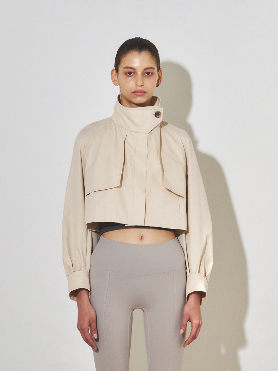 Cotton Cropped Trench (Beige)