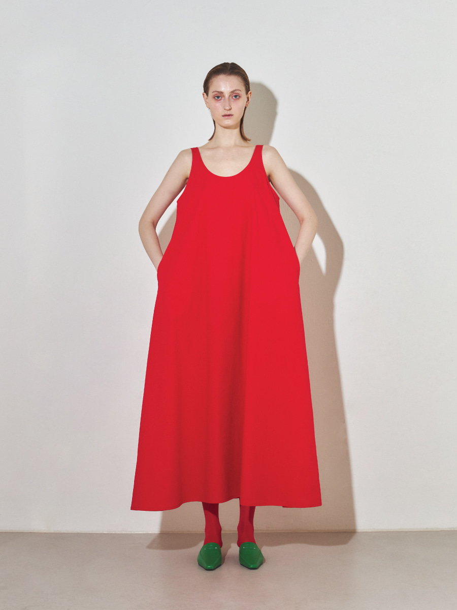 Cotton Maxi Dress (Red)
