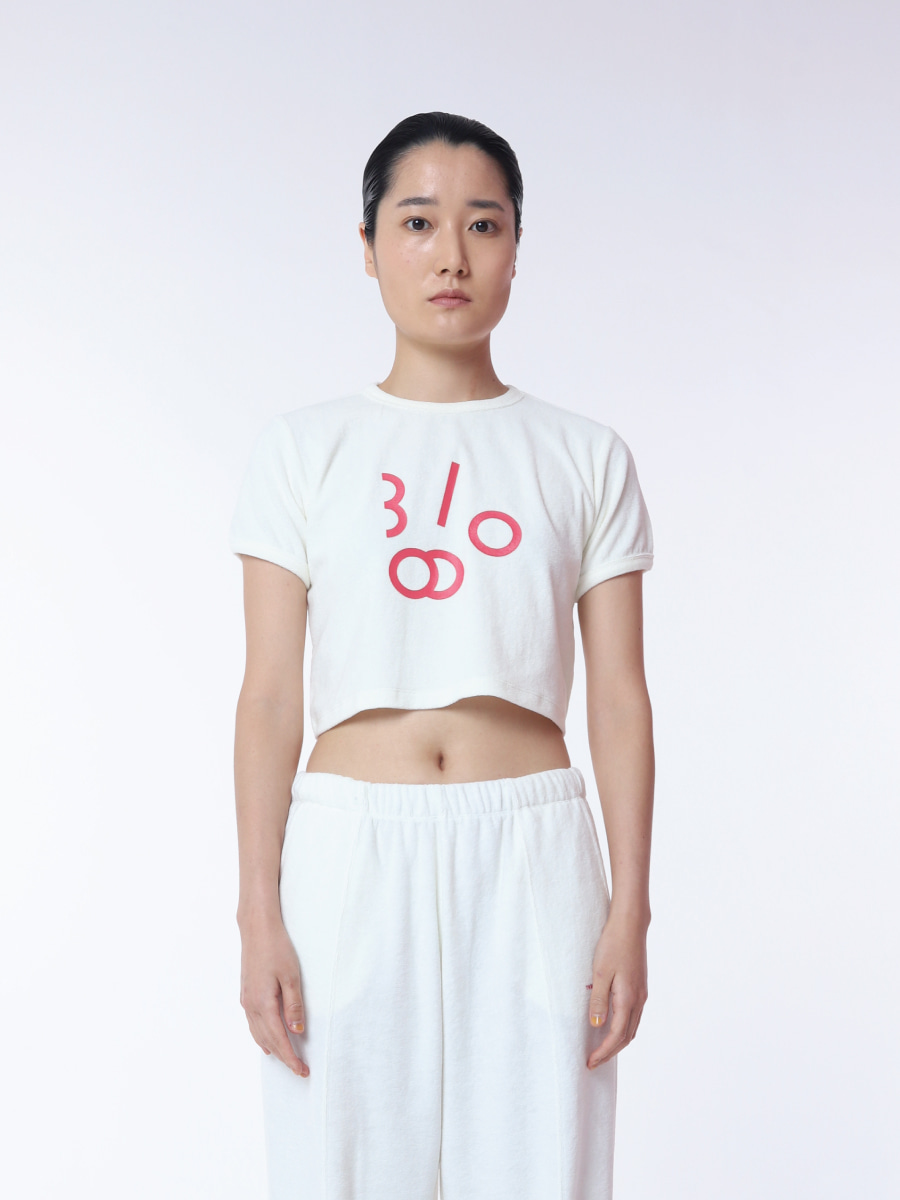 Harmony Logo Towelling Crop T-shirts (Japanese Red)