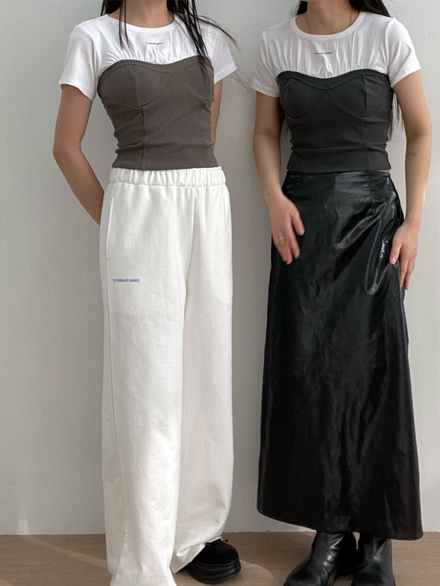 Corset Layered T-Shirt (Brown) - 3/80 THREE TO EIGHTY