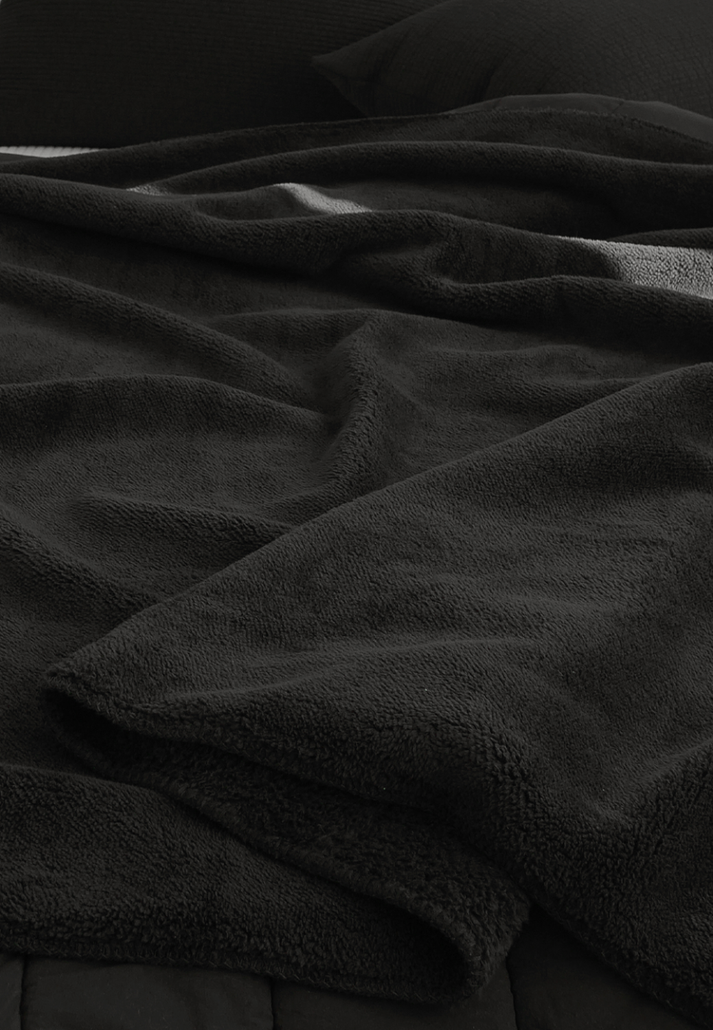 Furry Black Fleece Blanket