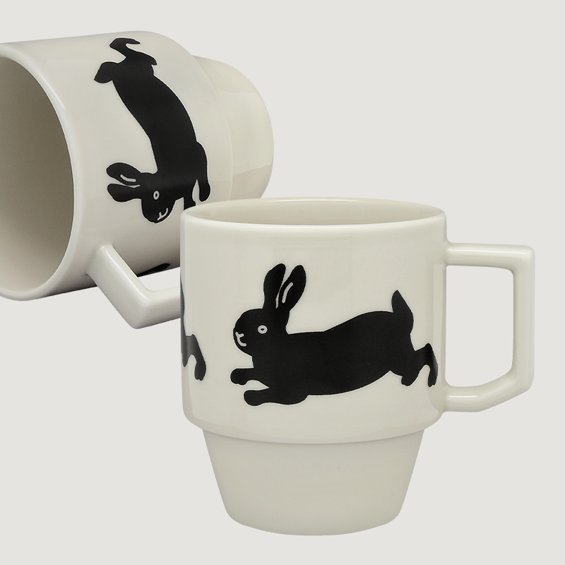 Happy Bunny Block Mug by Hasami해피 버니 머그컵