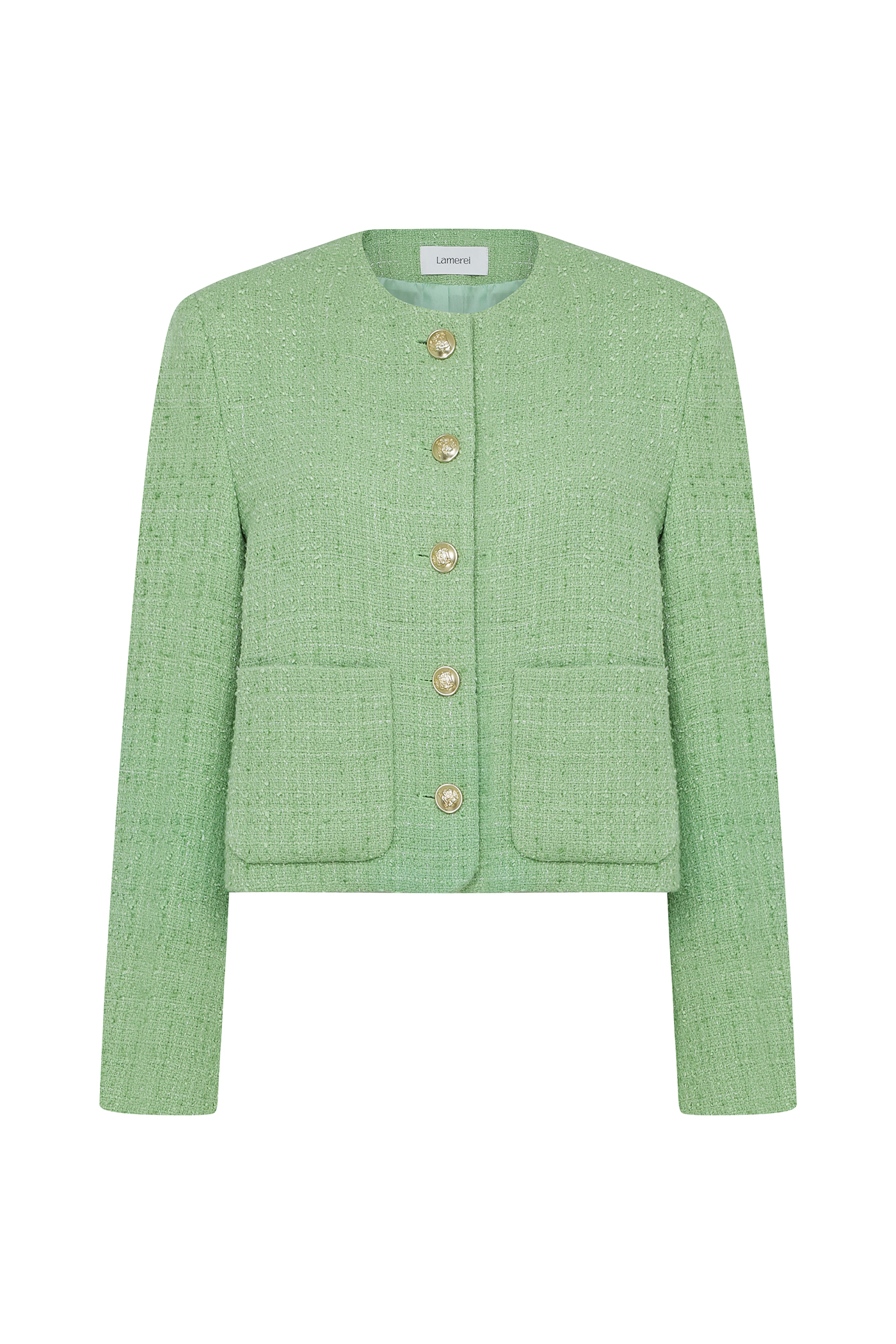 Crop Tweed Jacket[LMBCSPJK105]-Yellow Green