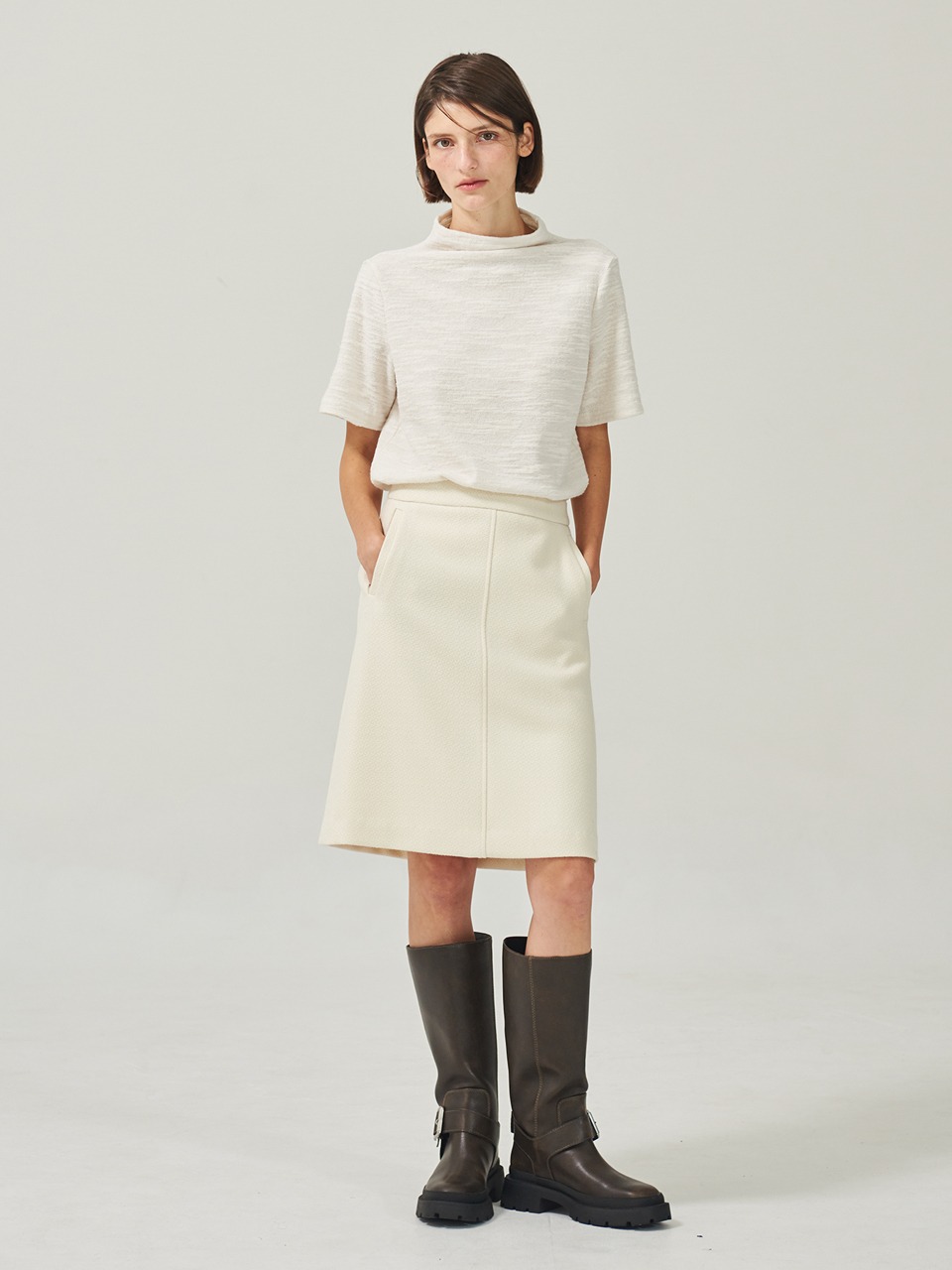 A Line Midi Skirt Ivory