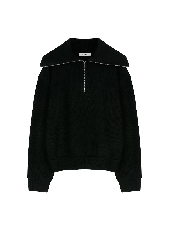 [Exclusive] Half Zip up Sweatshirt Black