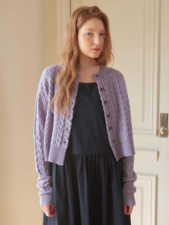 Cable knit Cardigan Purple