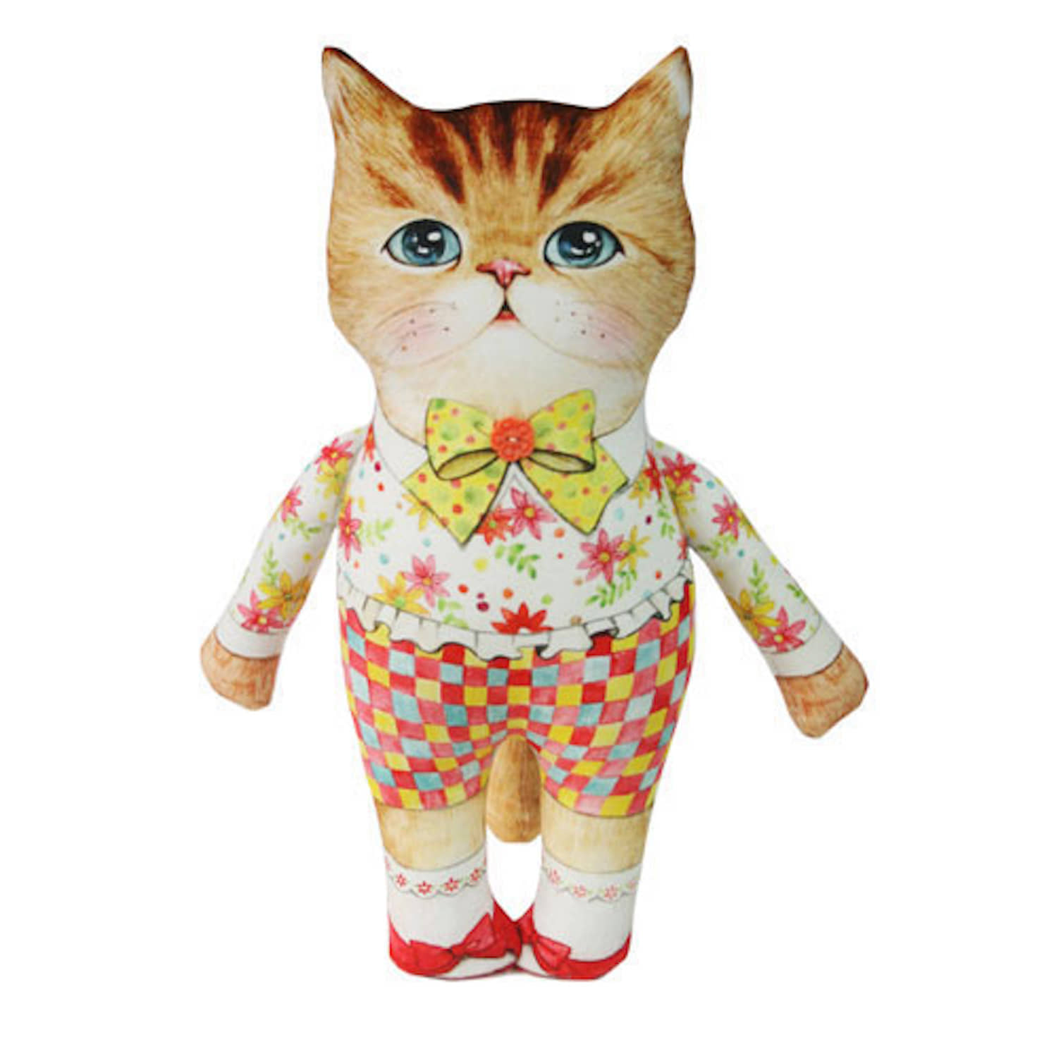 人形 - 私を見つめる猫 “チェック” (Size : 32cm)