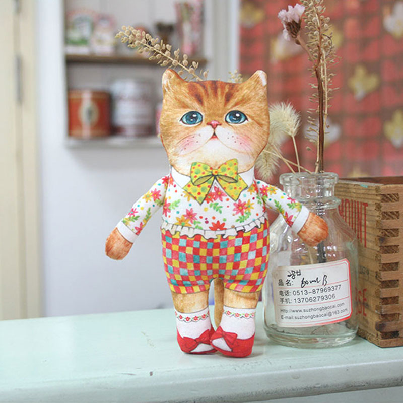 ドールキット・私を見つめる猫人形 「チェック」 (完成size : 約13cm)