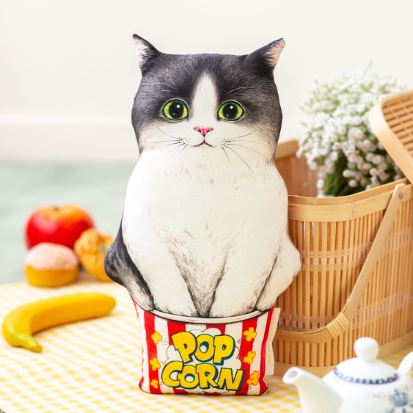 쿠션 - 팝콘박스 고양이
