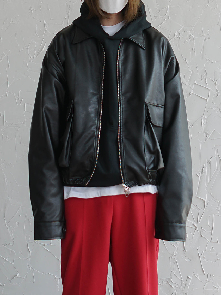 nomex crop leather jacket (2color)