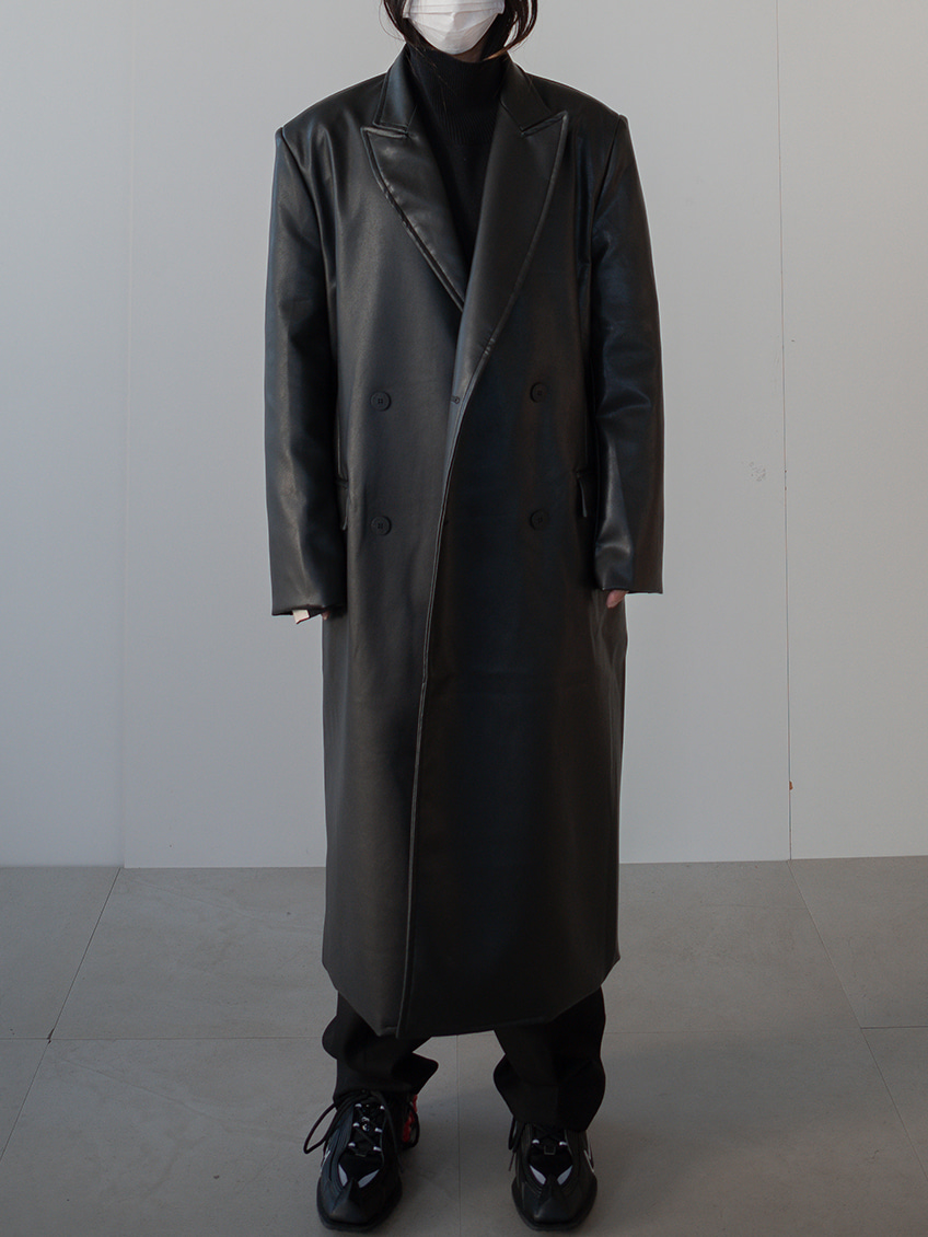 brune leather long coat