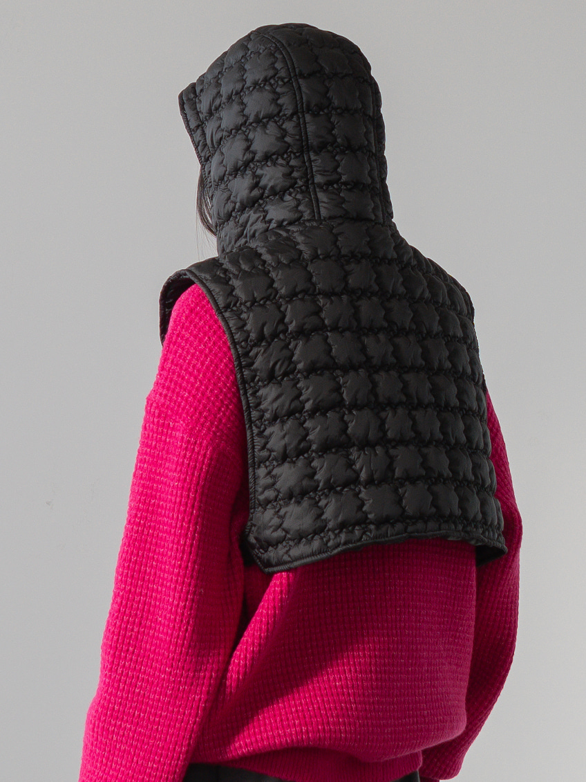 settle padded crop hood vest (3color)