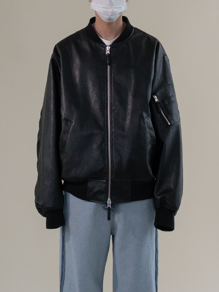 plottin leather ma-1 jacket (2color)