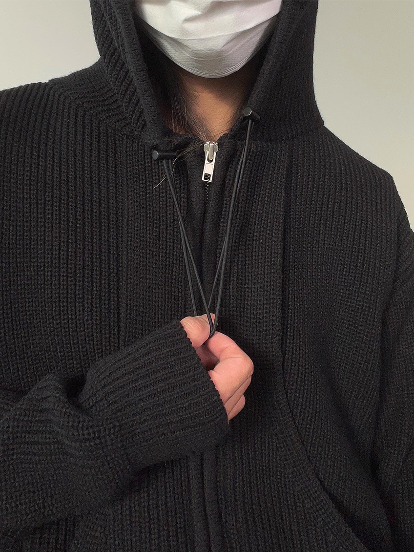 fog knit hood zip up (4color)