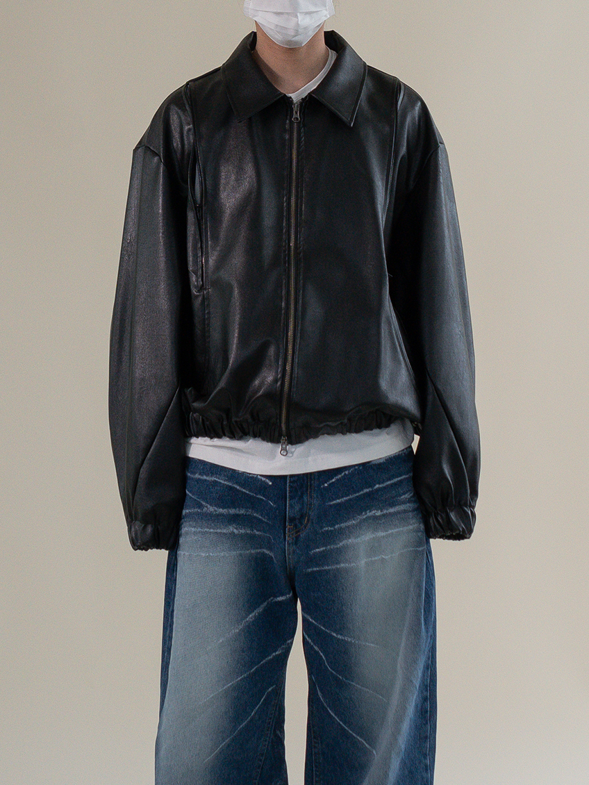 double cut leather jacket (3color)