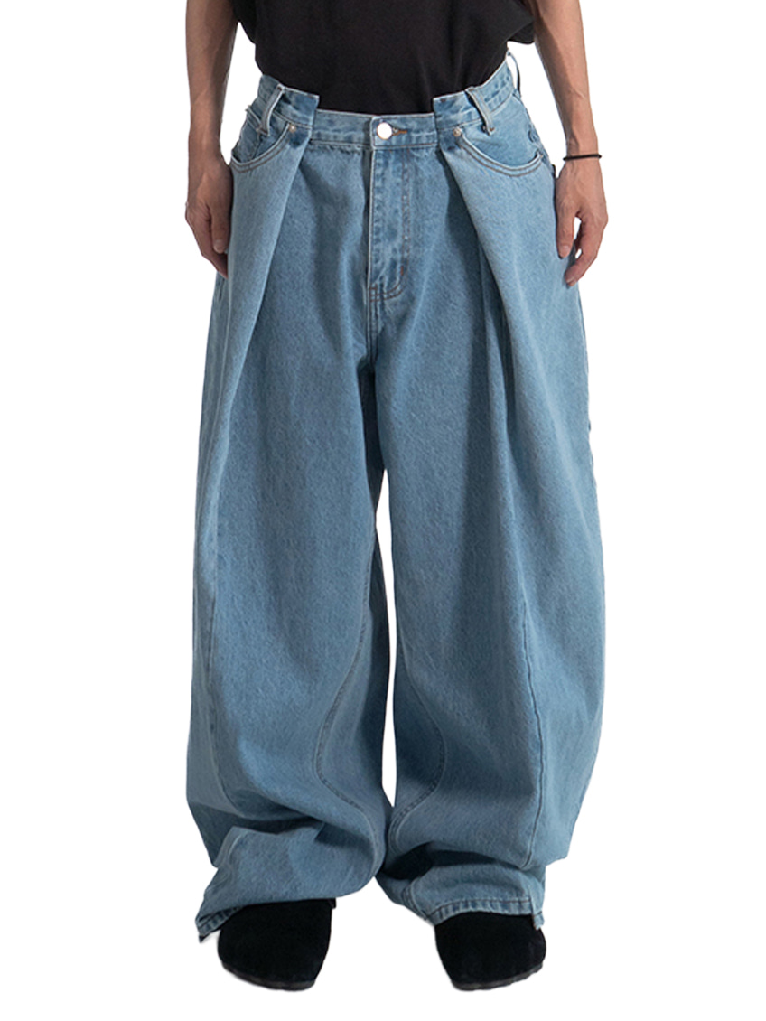 デニム・ジーパン [COLN] nero destroyed wide denim pants Jeans - 콜른 (coln)