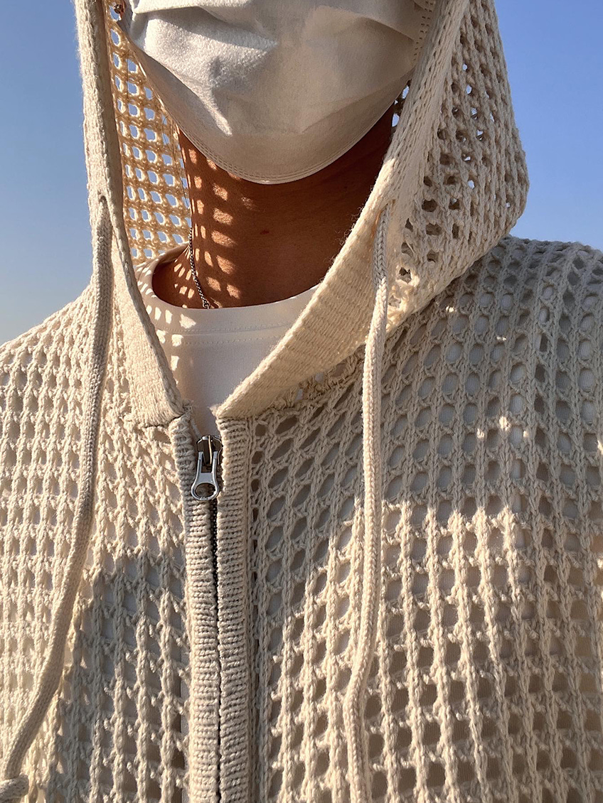walks mesh knit hood zip up (4color)