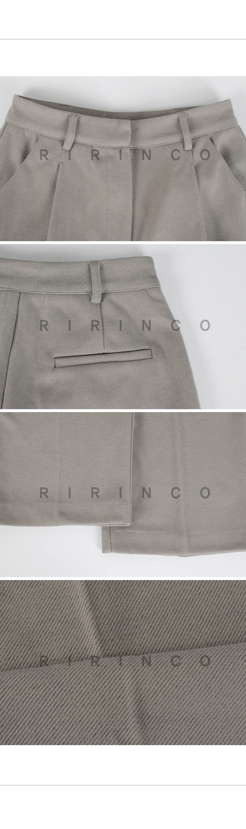 RIRINCO [ショート丈/ロング丈] 裏起毛ピンタックワイドスラックスパンツ