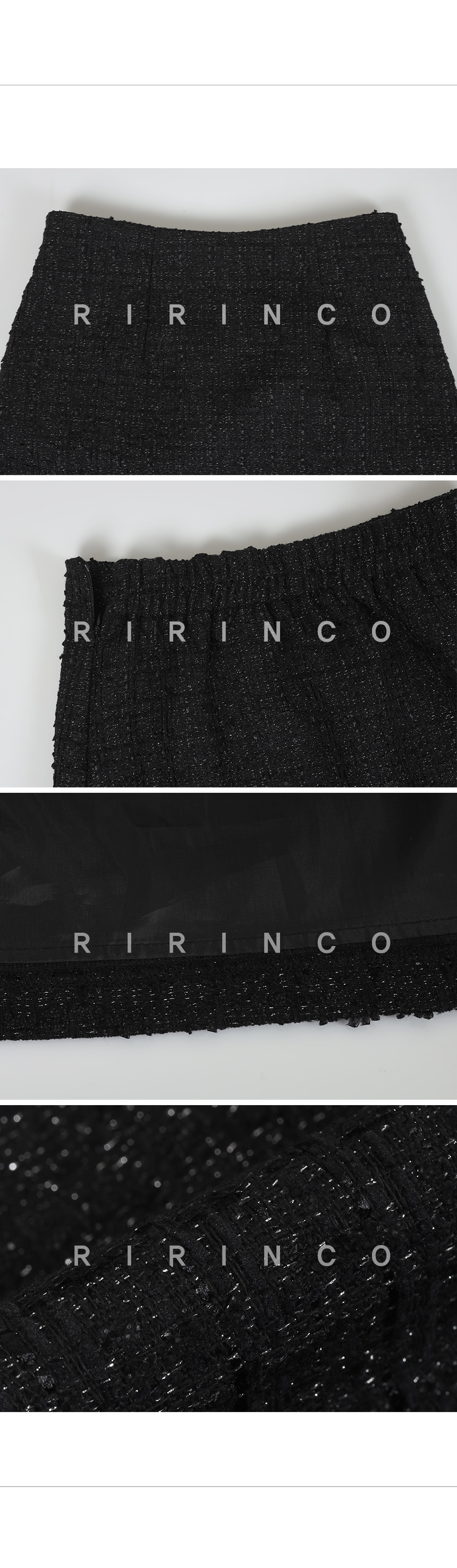 RIRINCO [ミニ丈/ロング丈] ツイードツーピースバックゴムスカート
