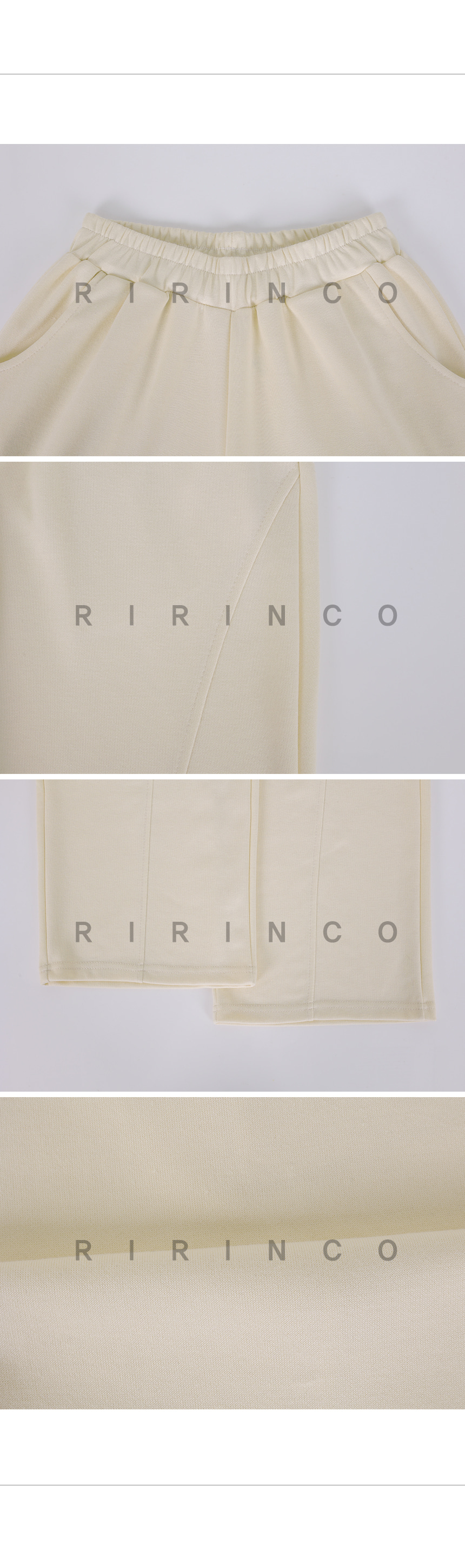 RIRINCO [ショート丈/ロング丈] 切開ラインウエストゴムワイドパンツ