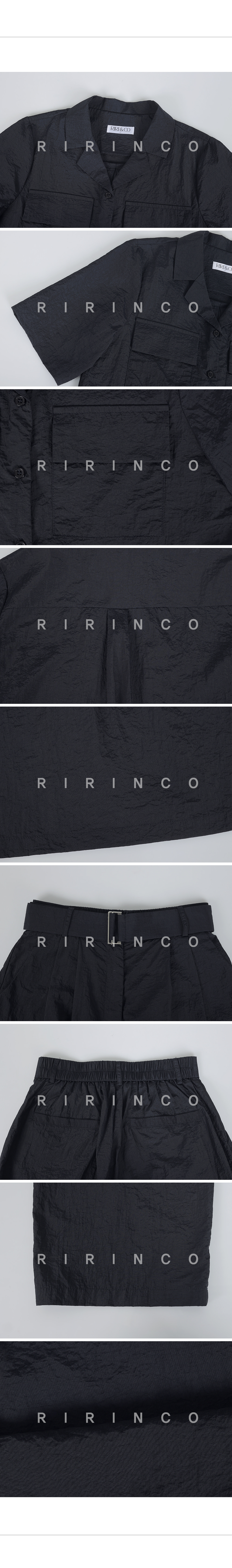 RIRINCO ベルト付き半袖シャツ&後ろゴムパンツ上下セット