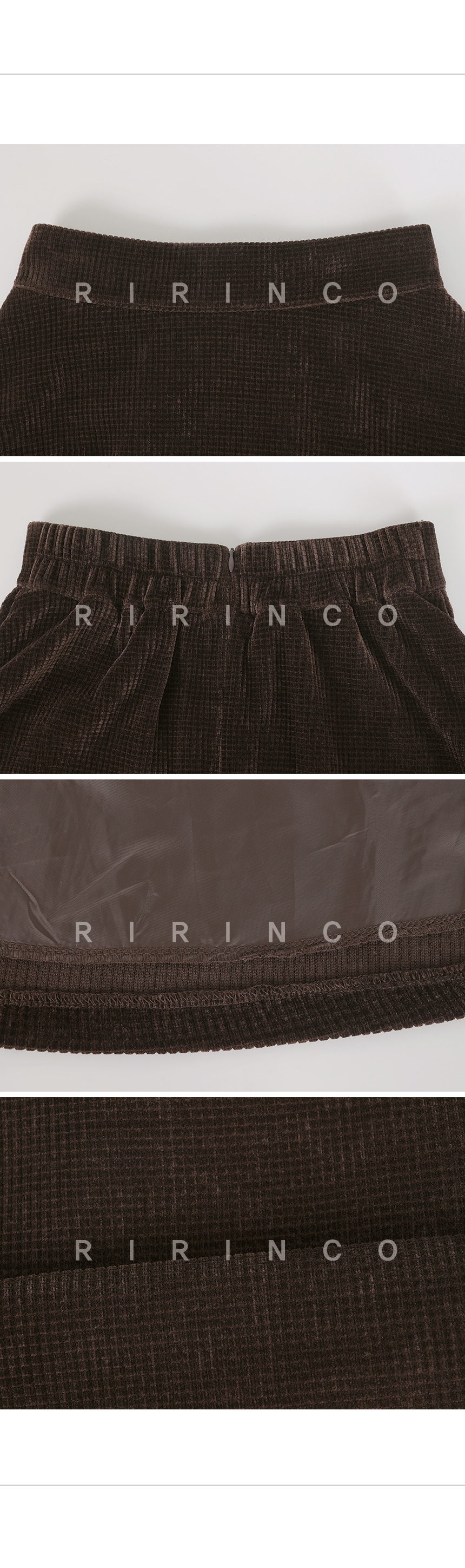 RIRINCO ベロア後ろゴムフレアミニスカート