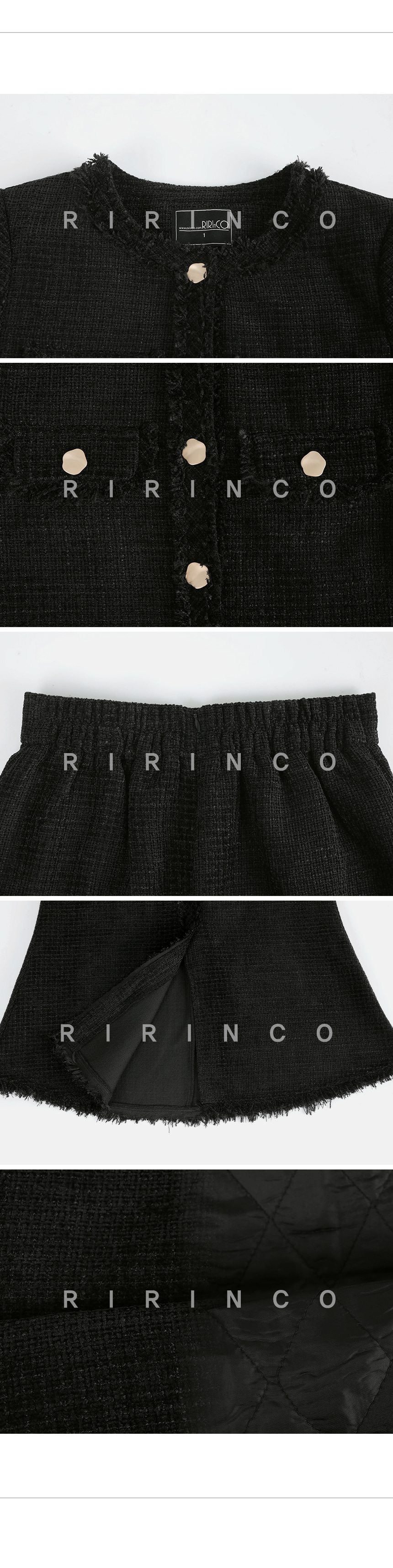 RIRINCO ツイードジャケット＆マーメイドスカートセット(キルティング裏地) 