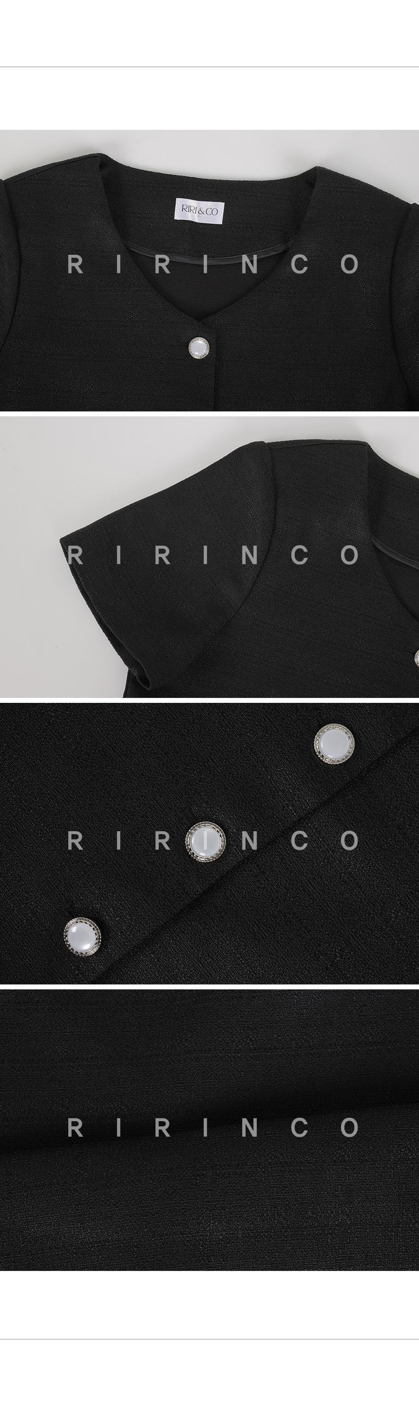 RIRINCO サマーツイードVネックセミクロップドジャケット