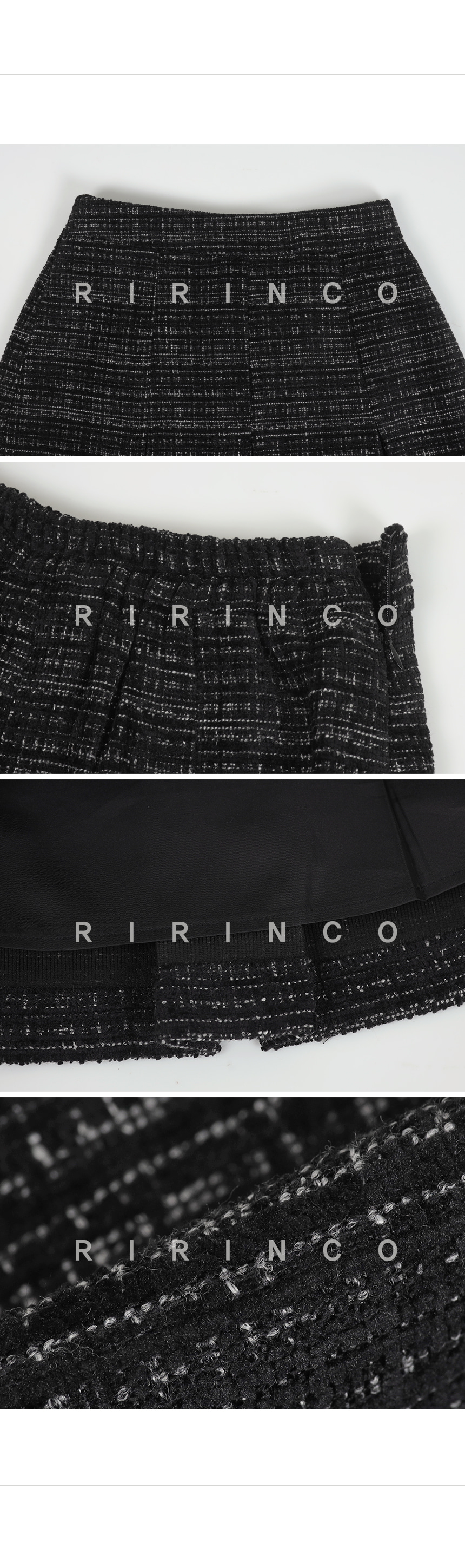 RIRINCO ツイードツーピースバックゴムインバーテッドスカート