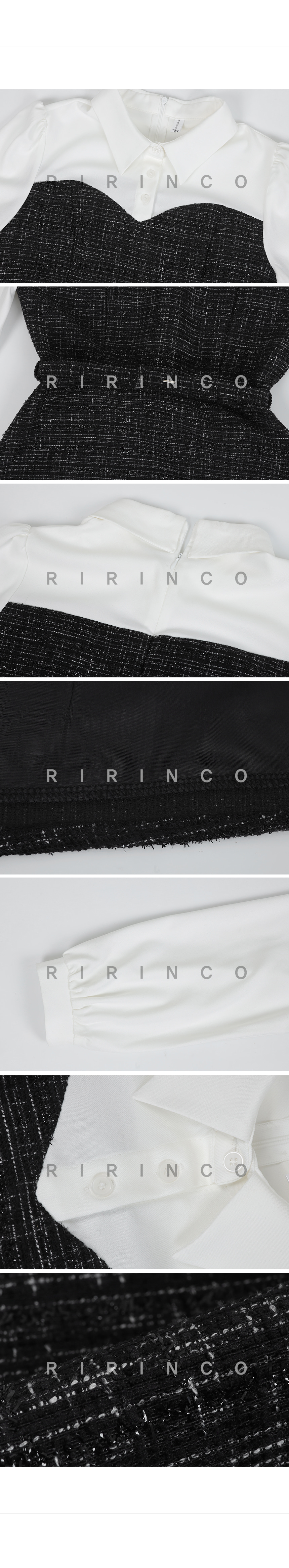 RIRINCO [ミニ丈/ロング丈] ツイードシャツベルト付きワンピース