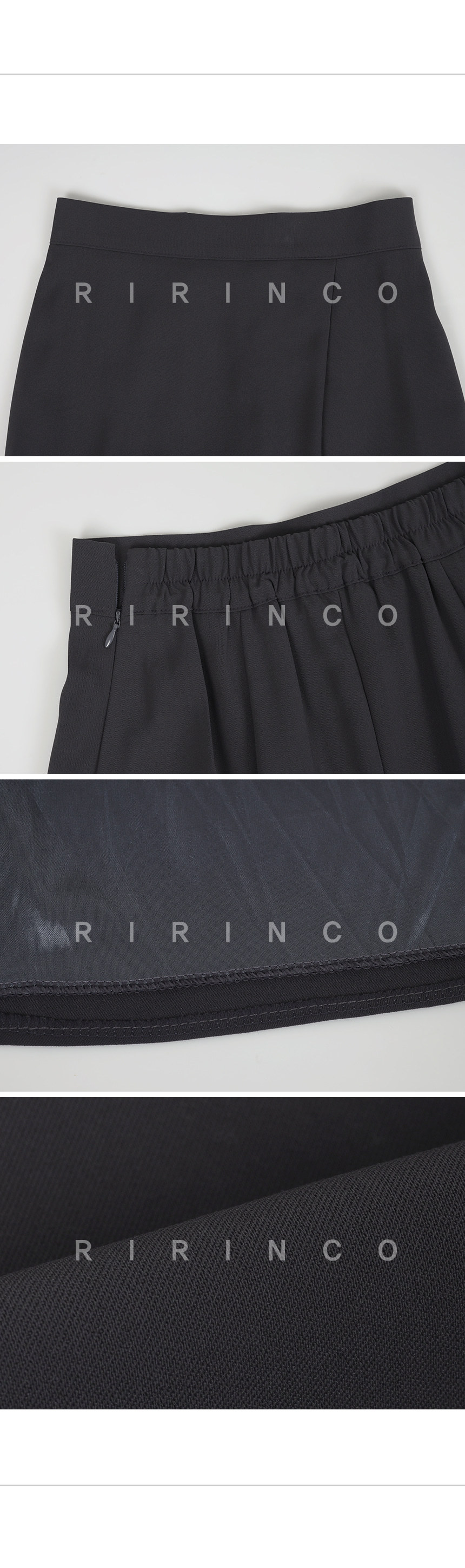 RIRINCO ピンタックバックゴムフレアロングスカート