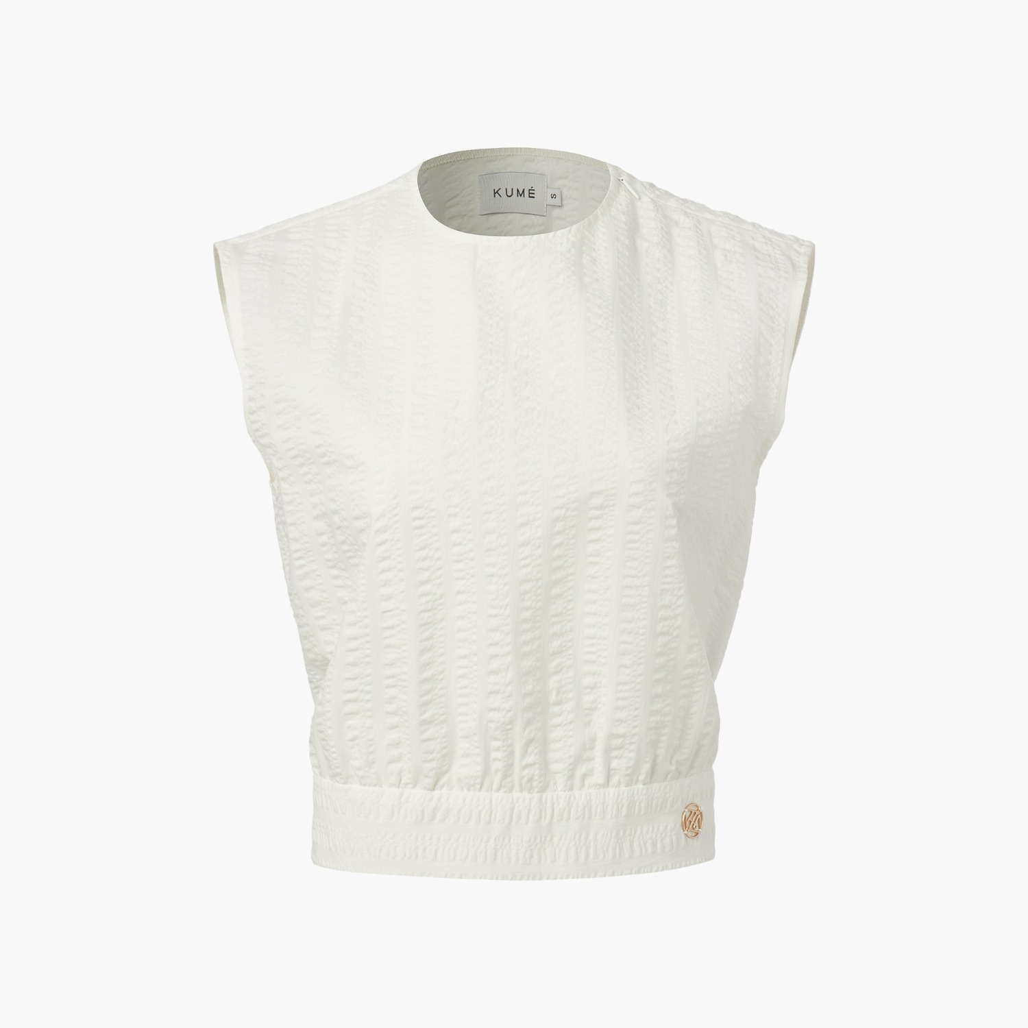 KNOTTED SLEEVELESS BLOUSE, WHITE