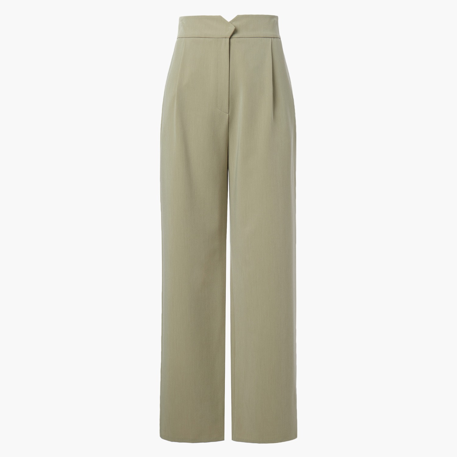 HIGH-RISE BELT DETAIL TROUSERS, OLIVE