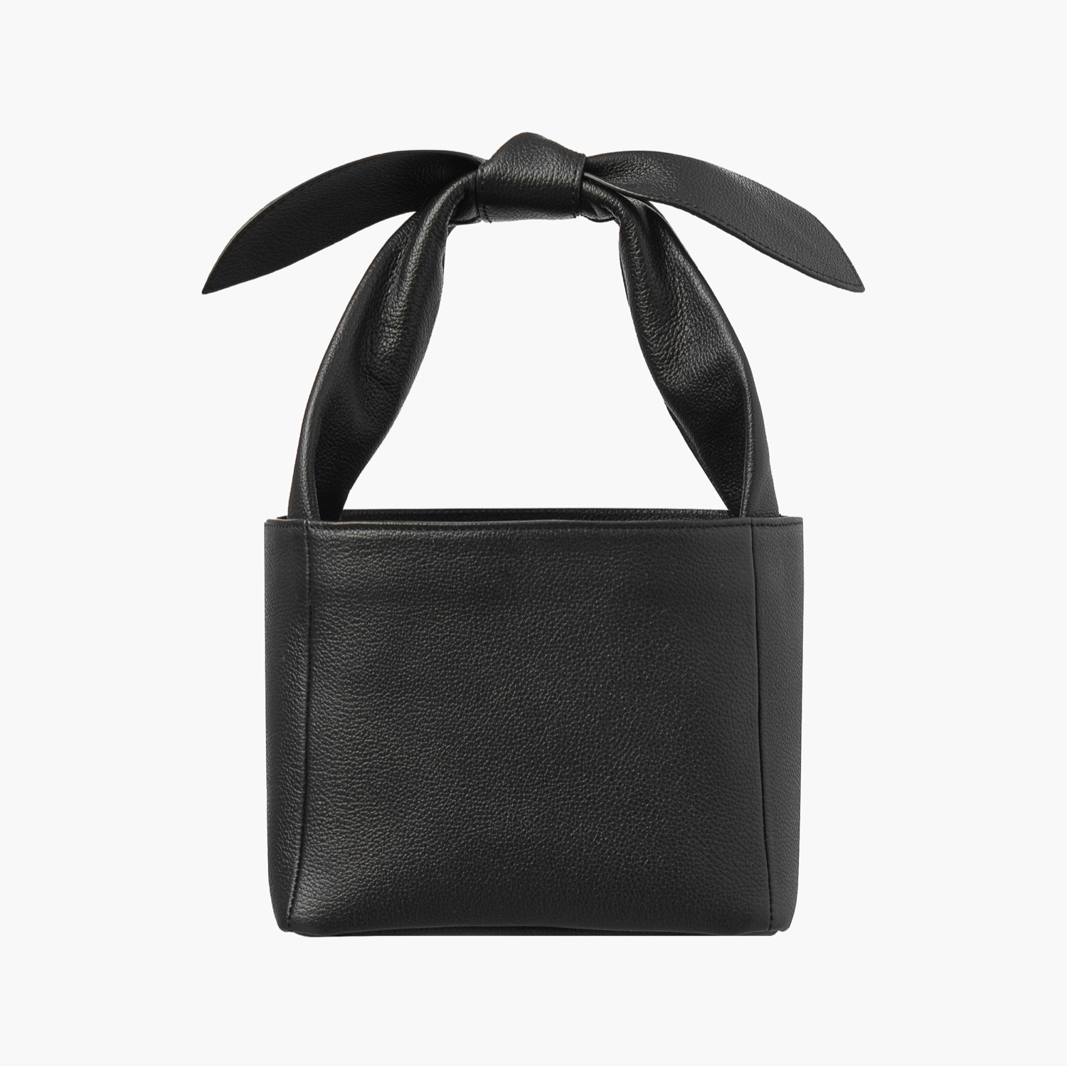 KNOTTED HANDLE LEATHER BAG, BLACK