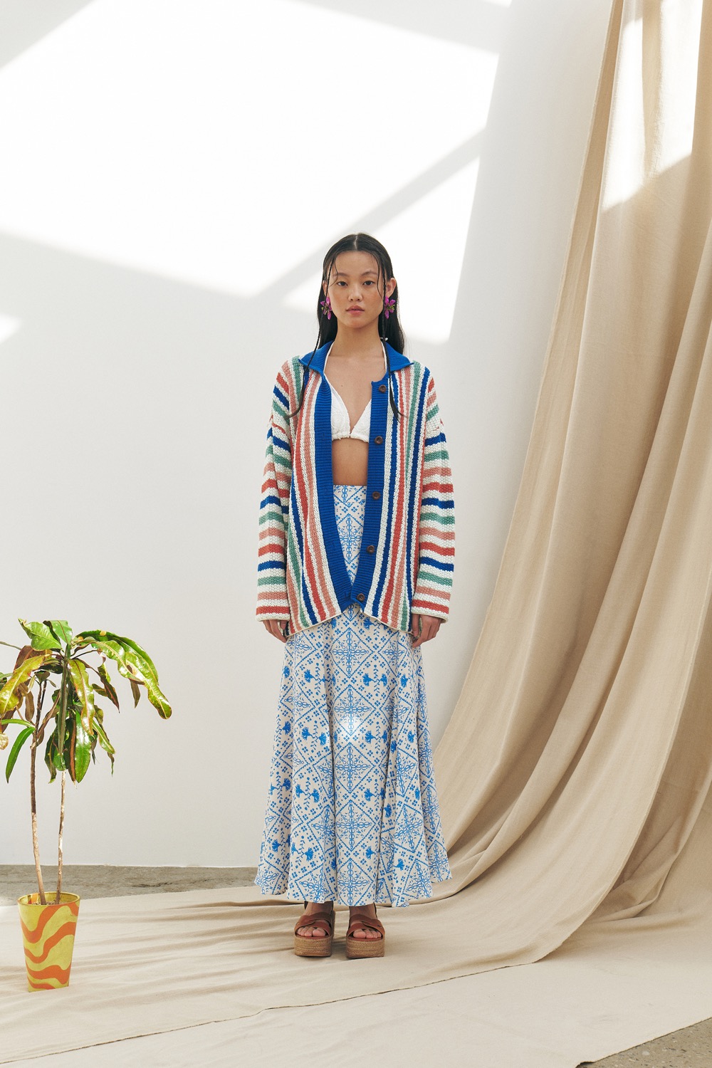 Moroccan Bell Long Skirt, Blue