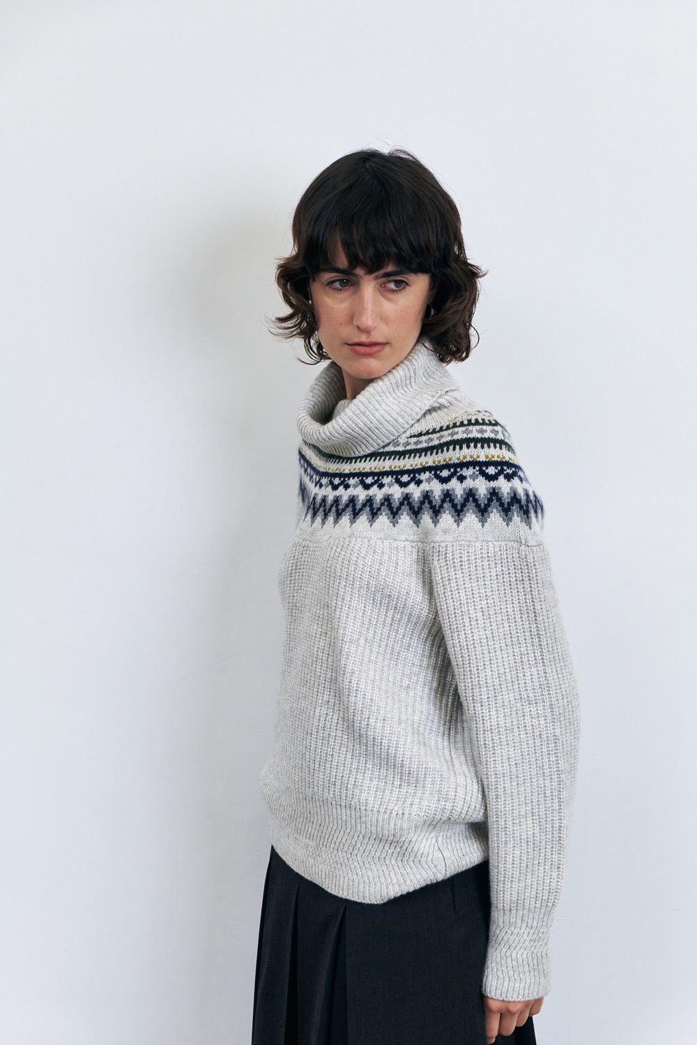 [23FW]Nordic Turtleneck Wool Sweater, Light Gray