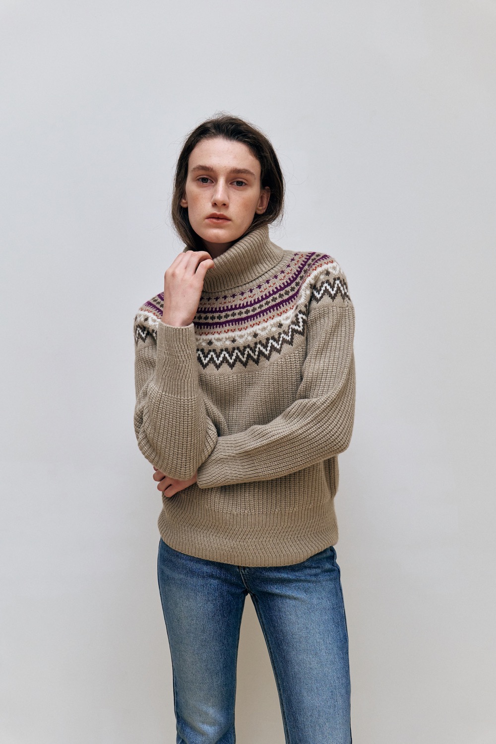 [23FW]Nordic Turtleneck Wool Sweater, Beige